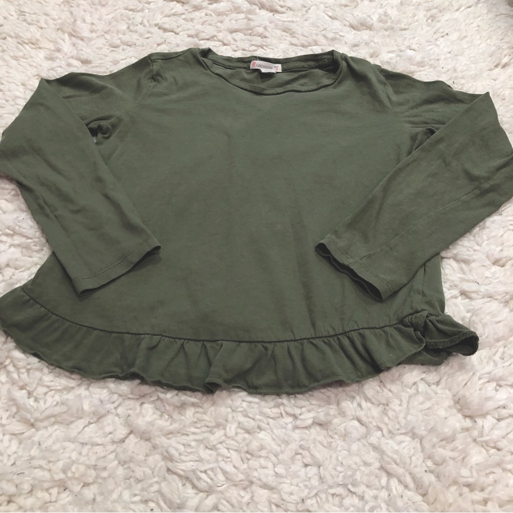 Crewcuts J.Crew Ruffle hem Long-sleeve t-shirt Size 8 olive green